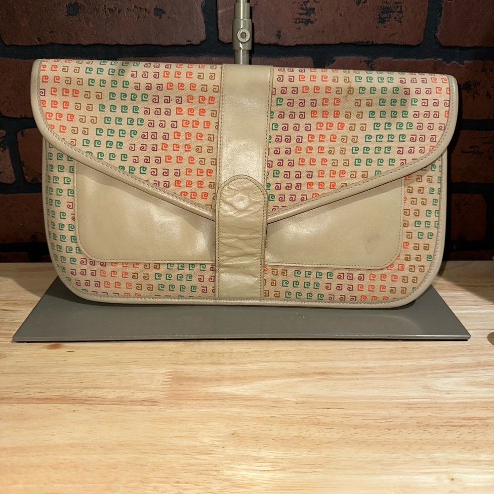 Vintage Pierre Cardin Clutch Bag Signature Logo / Leather